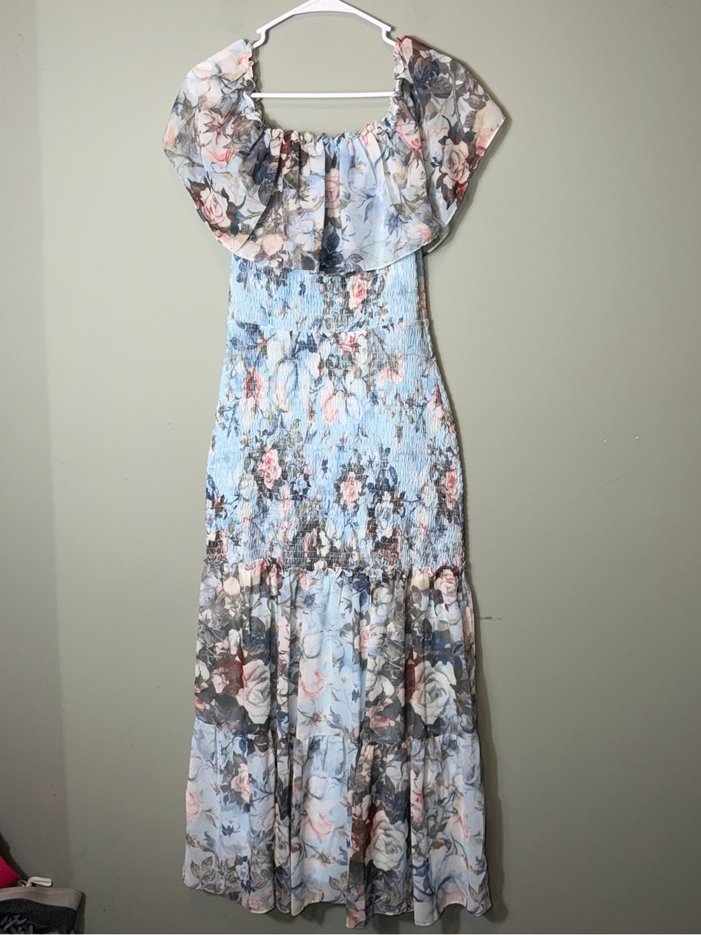 Baltic Born Women’s Amalfi Smocked Maxi Dress Blue Floral Large